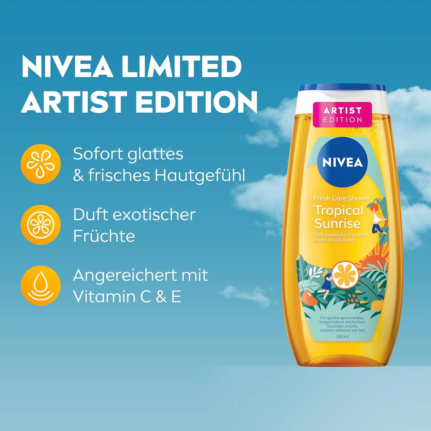 Гель для душа Shower Gel, Tropical Sunrise, NIVEA, 250 мл — фото 2
