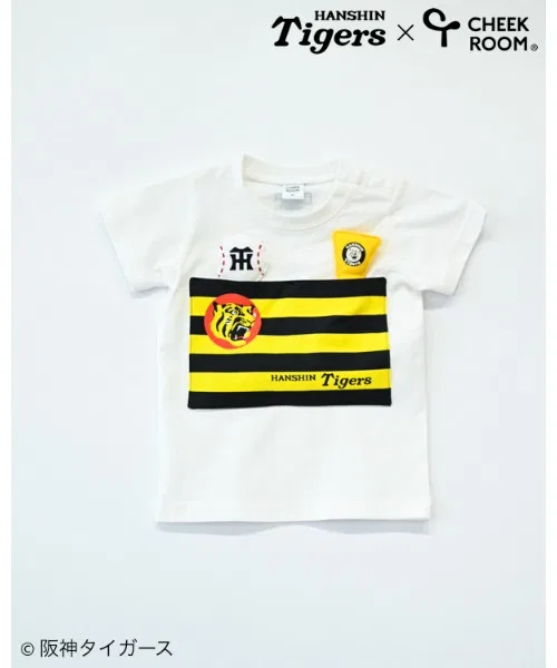Детская футболка с принтом 阪神タイガース 球団旗 CHEEK ROOM, Off White