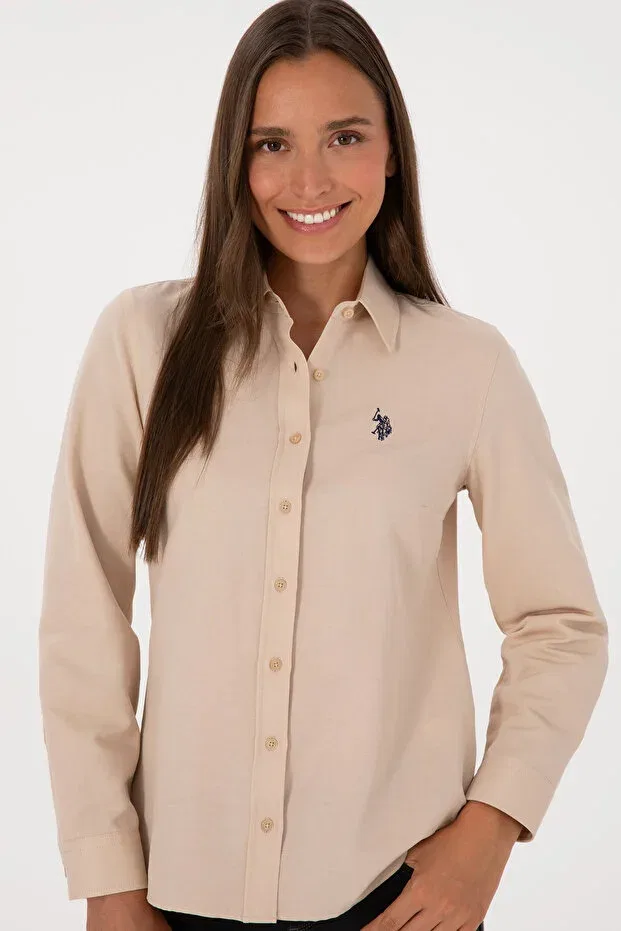 Женская рубашка с длинным рукавом U.S. Polo Assn., Sand — фото 2