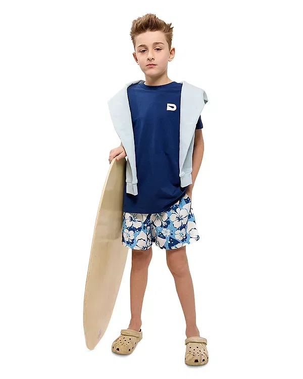 Детские плавки для мальчиков с принтом Hibiscus Swim Shorts The Drip Shop, синий — фото 2