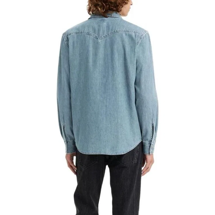 Детская рубашка из денима с острым воротником Levi's, Blue — фото 4