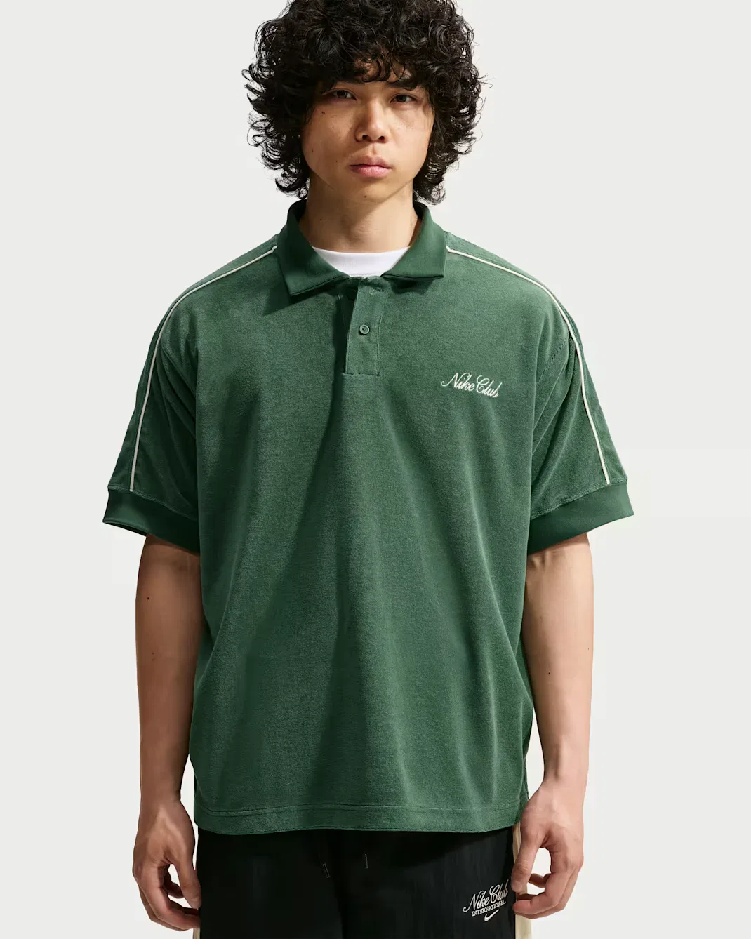 Мужская рубашка поло из французского махрового трикотажа Nike Sportswear Club, Fir/Phantom/White/Phantom