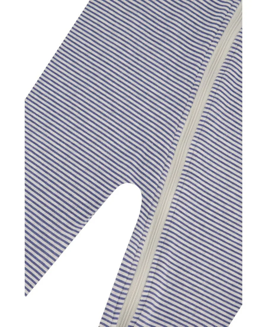 Детский хлопковый пижама-слип с длинным рукавом, модель с принтом Deux par Deux, Blue Printed Stripes — фото 3