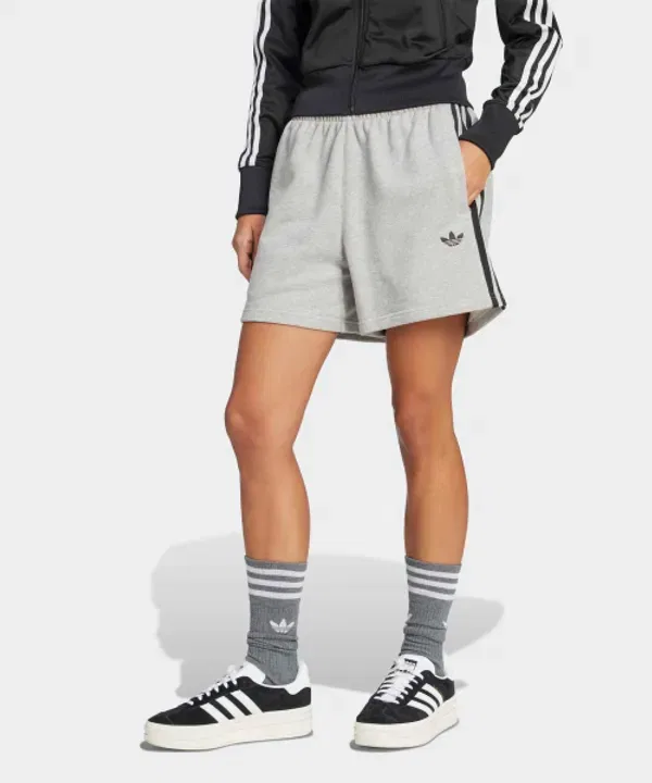 Шорты спортивные с тремя полосками Adidas, серый с черным