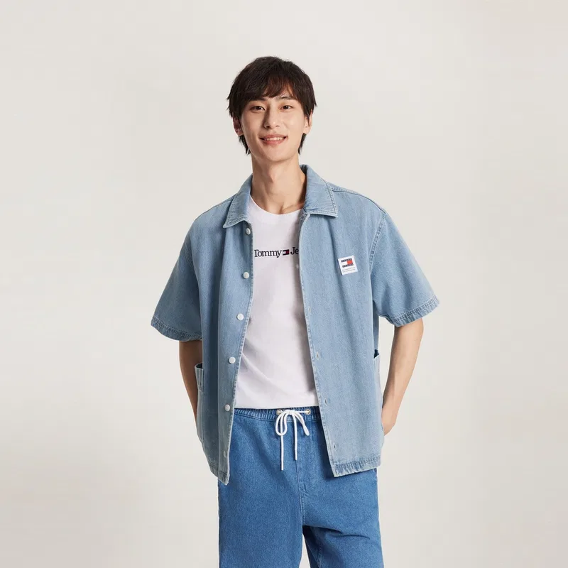 Детская рубашка джинсовая Tommy Hilfiger, Denim Blue — фото 4