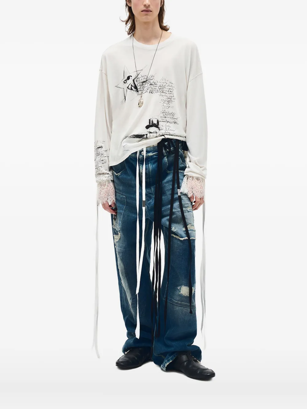 

Футболка с эскизами Ann Demeulemeester, белый