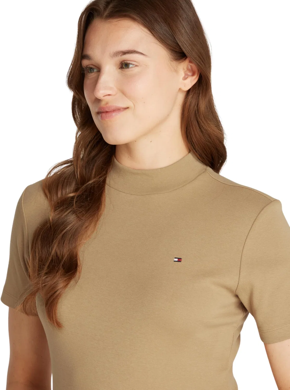 Женская футболка с коротким рукавом Cody Crop Tommy Hilfiger, Khaki (Safari Canvas) — фото 3