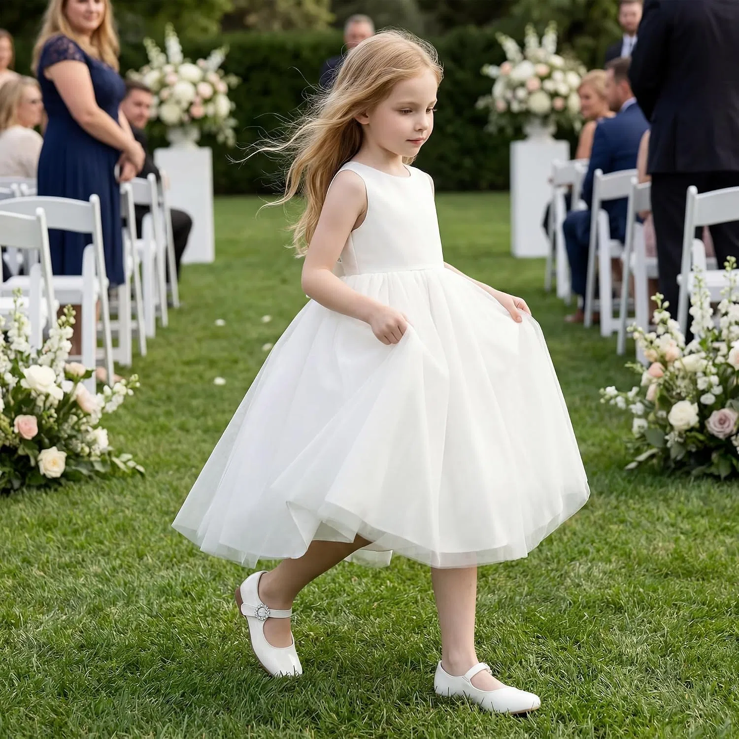 Детские туфли для девочек с блестящей пряжкой Stelle, Off-White — фото 3