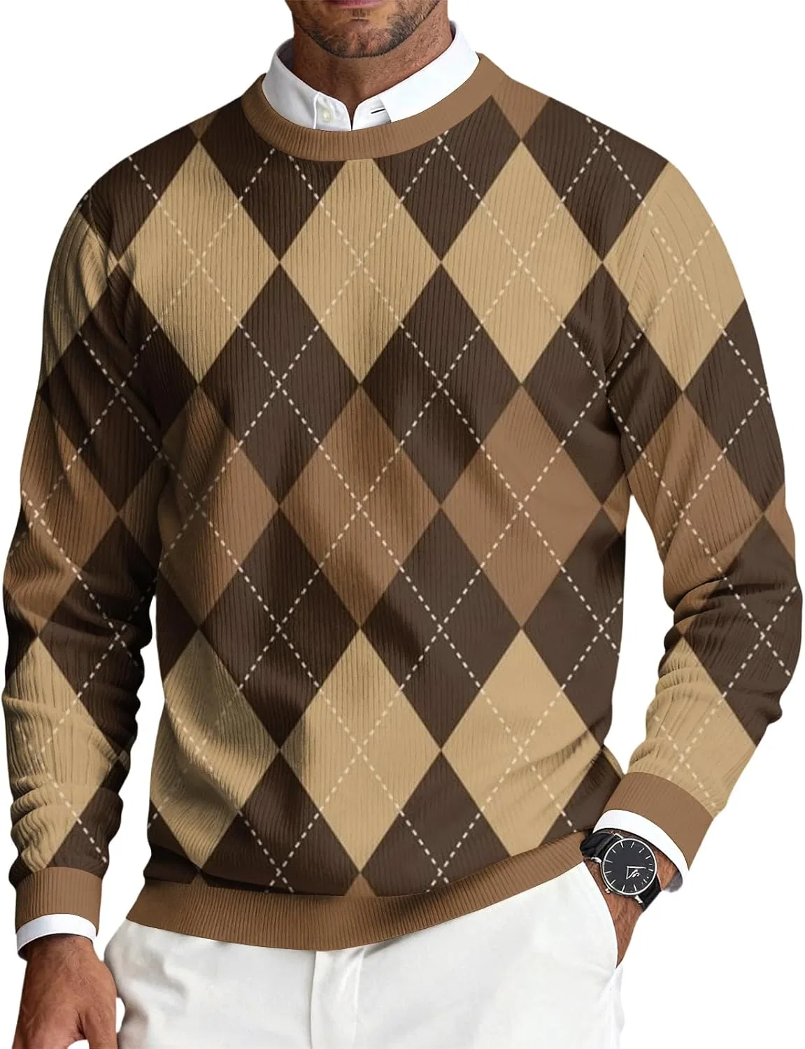 Мужская футболка с длинным рукавом Regular Fit, Coffee