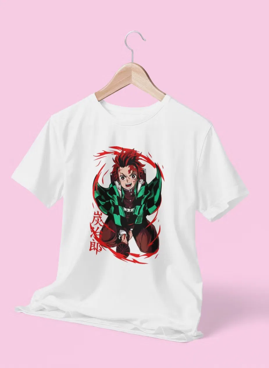 Zoom Футболка с принтом Demon Slayer для малышей и детей, белая
