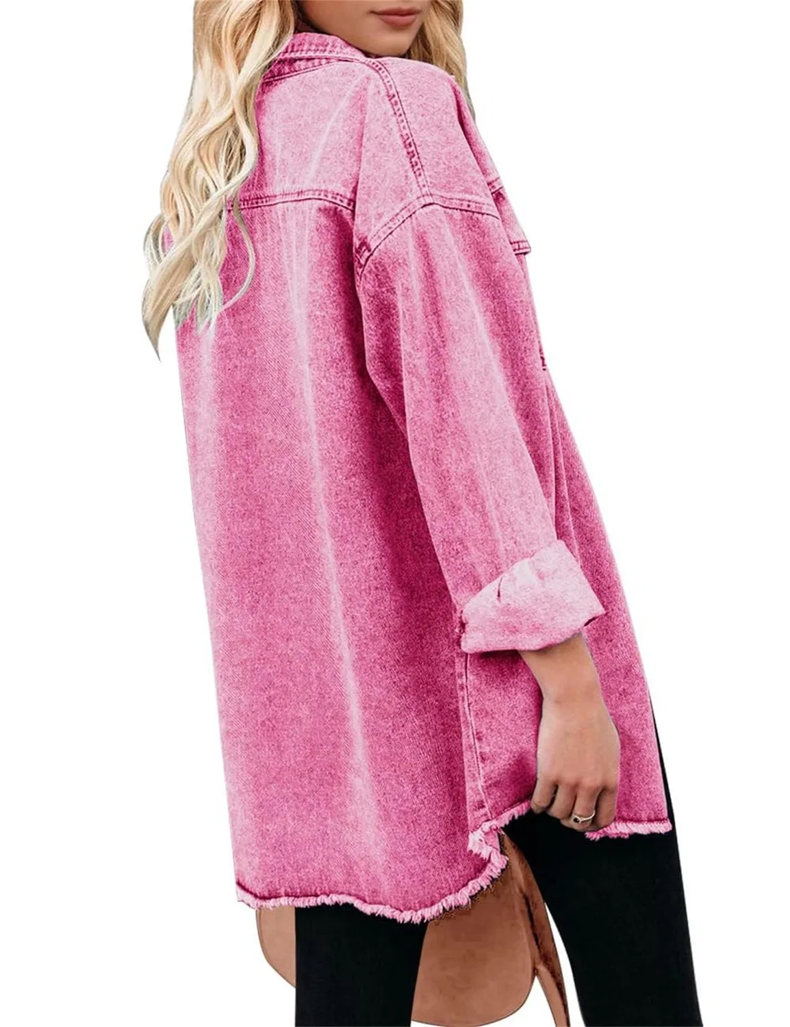 Женская джинсовая куртка oversize с длинным рукавом, Rosso Rosato — фото 2
