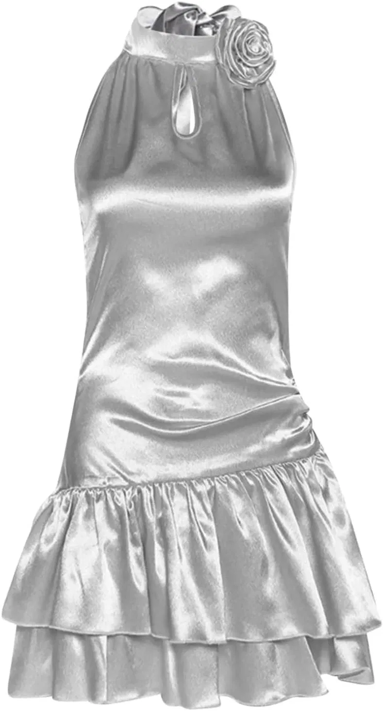 Женское облегающее платье без бретелек Bodycon, Silver — фото 2