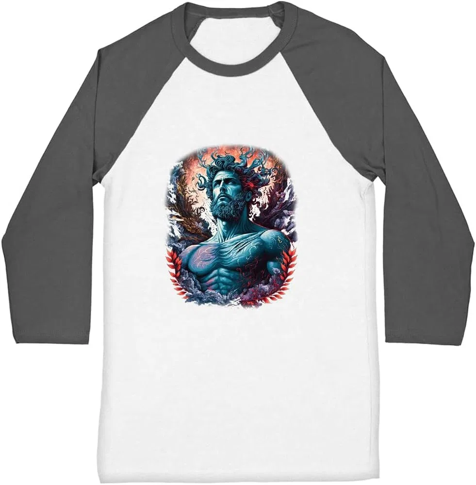 Мужская футболка с бейсбольным принтом фэнтези, Gray White