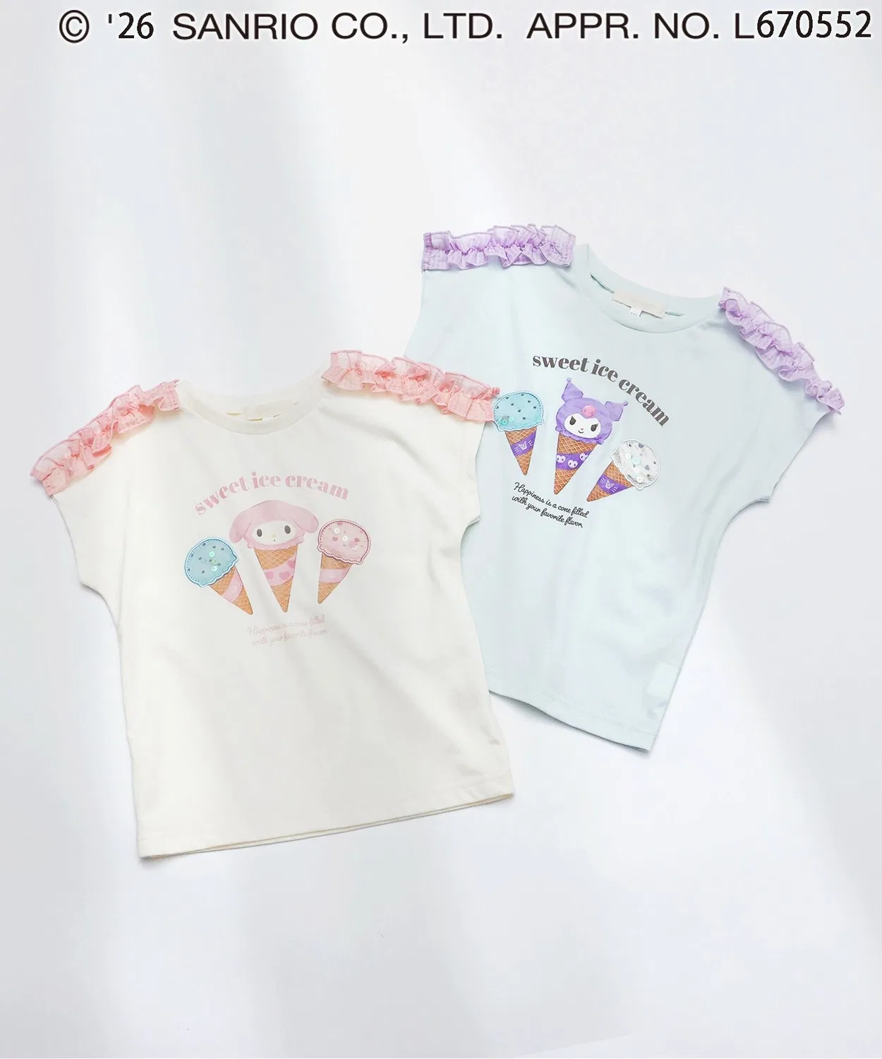 Детская футболка с длинным рукавомMy Melody & Kuromi, sanrio, Ivory — фото 2
