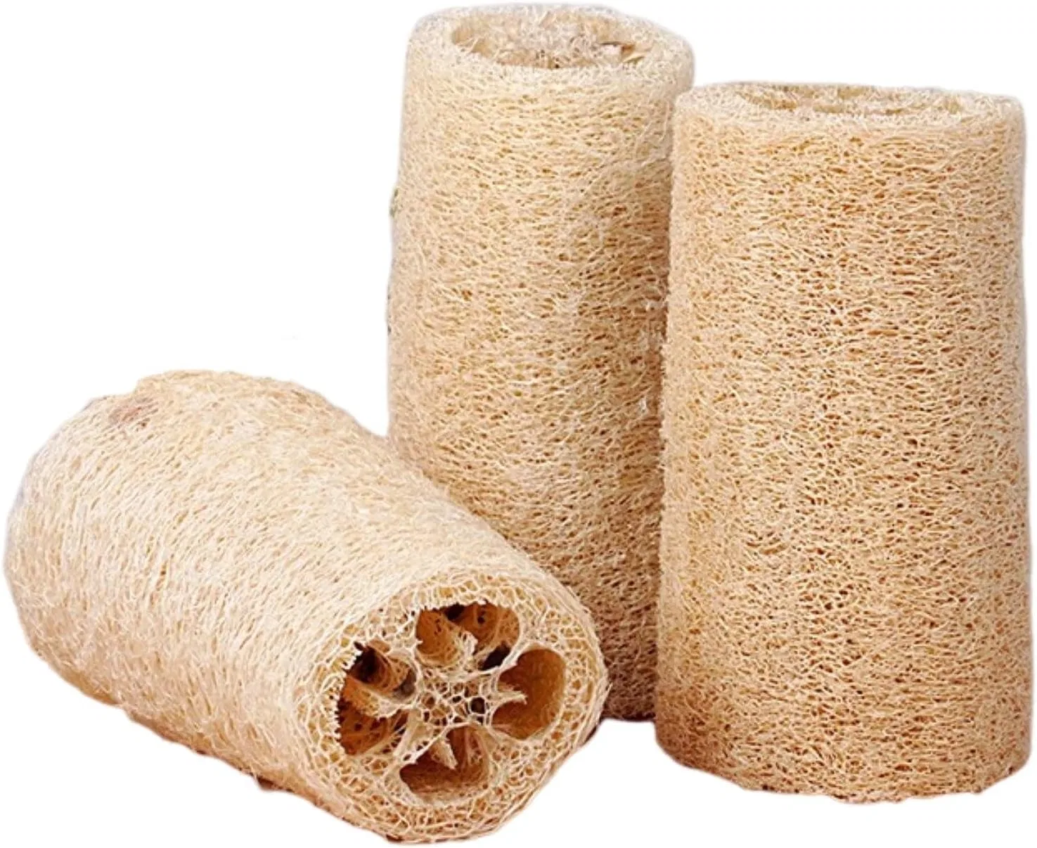 Натуральная мочалка из люфы, 3 шт, TQQEPOOL, 12 см, Beige