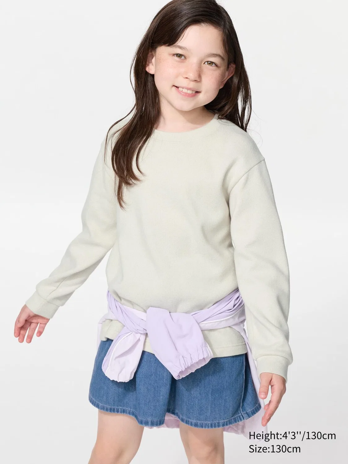 Футболка Uniqlo, детская, вязаная флисовая с длинным рукавом, кремовый