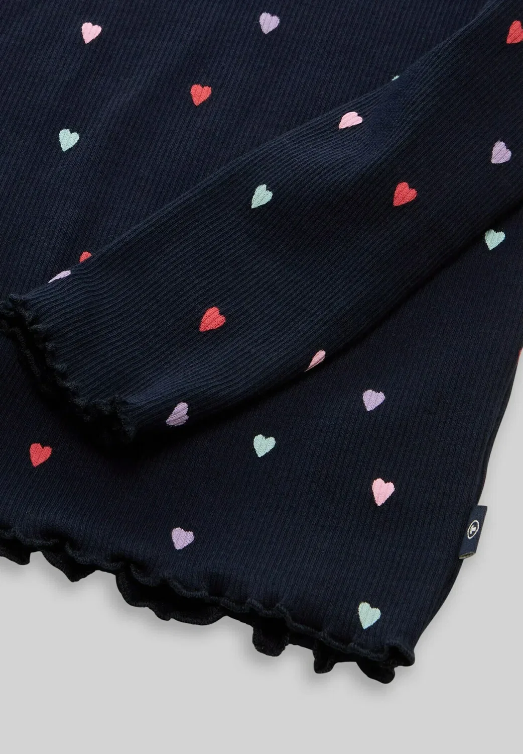 Футболка langarmshirt mit rippstruktur - топ с длинными рукавами Tom Tailor, Navy Colorful Heart — фото 3