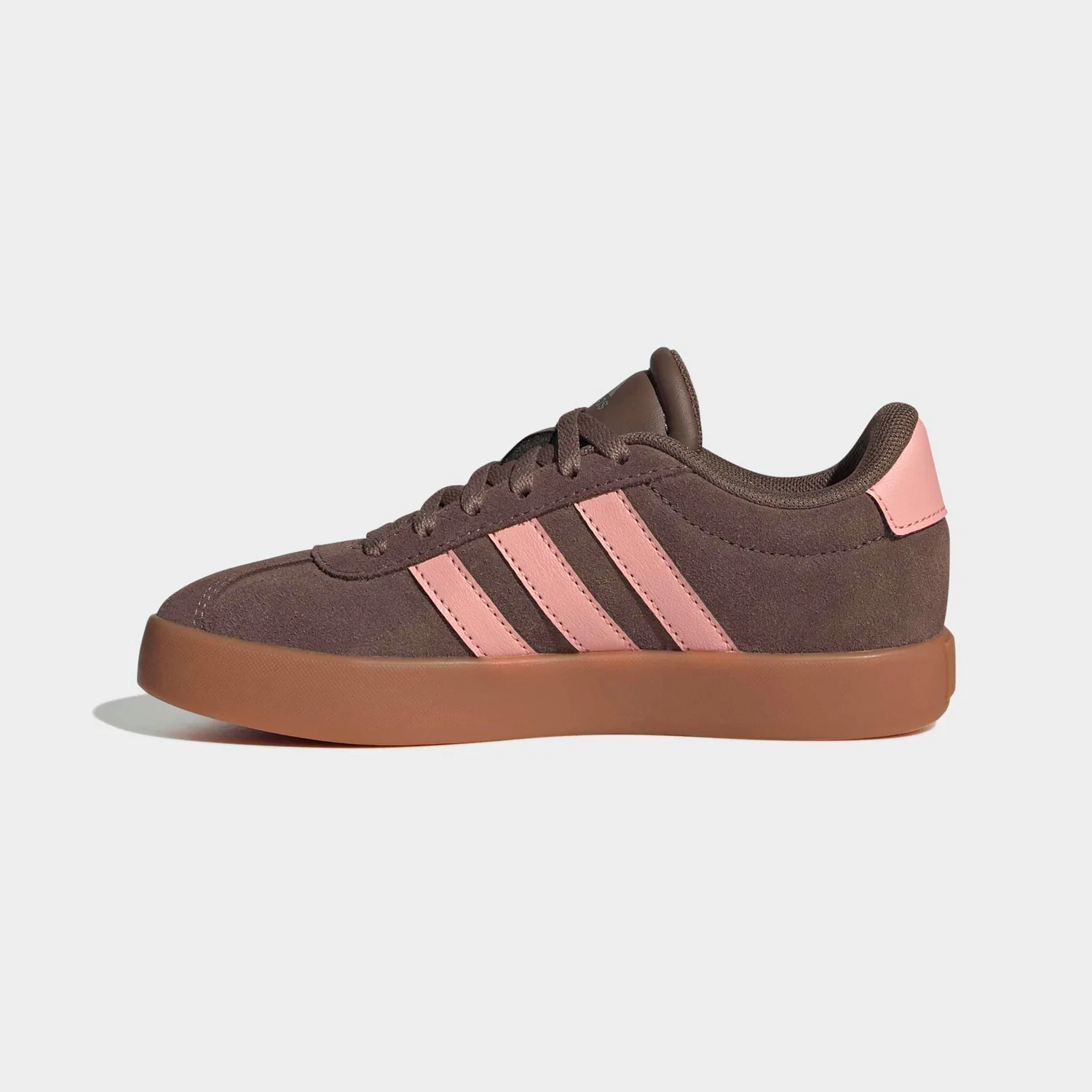 Детские кожаные кроссовки VL Court 3.0 Adidas, Earth Strata/Semi Frozen Turbo/Amber Gum — фото 3