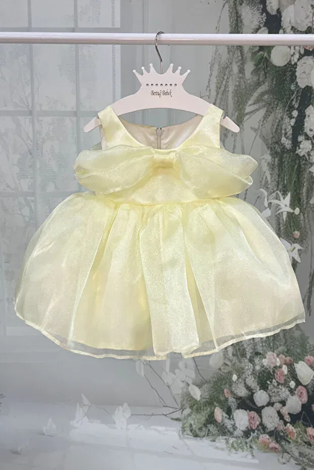 Детское платье для девочек из органзы Bertuğ Bebek, Yellow