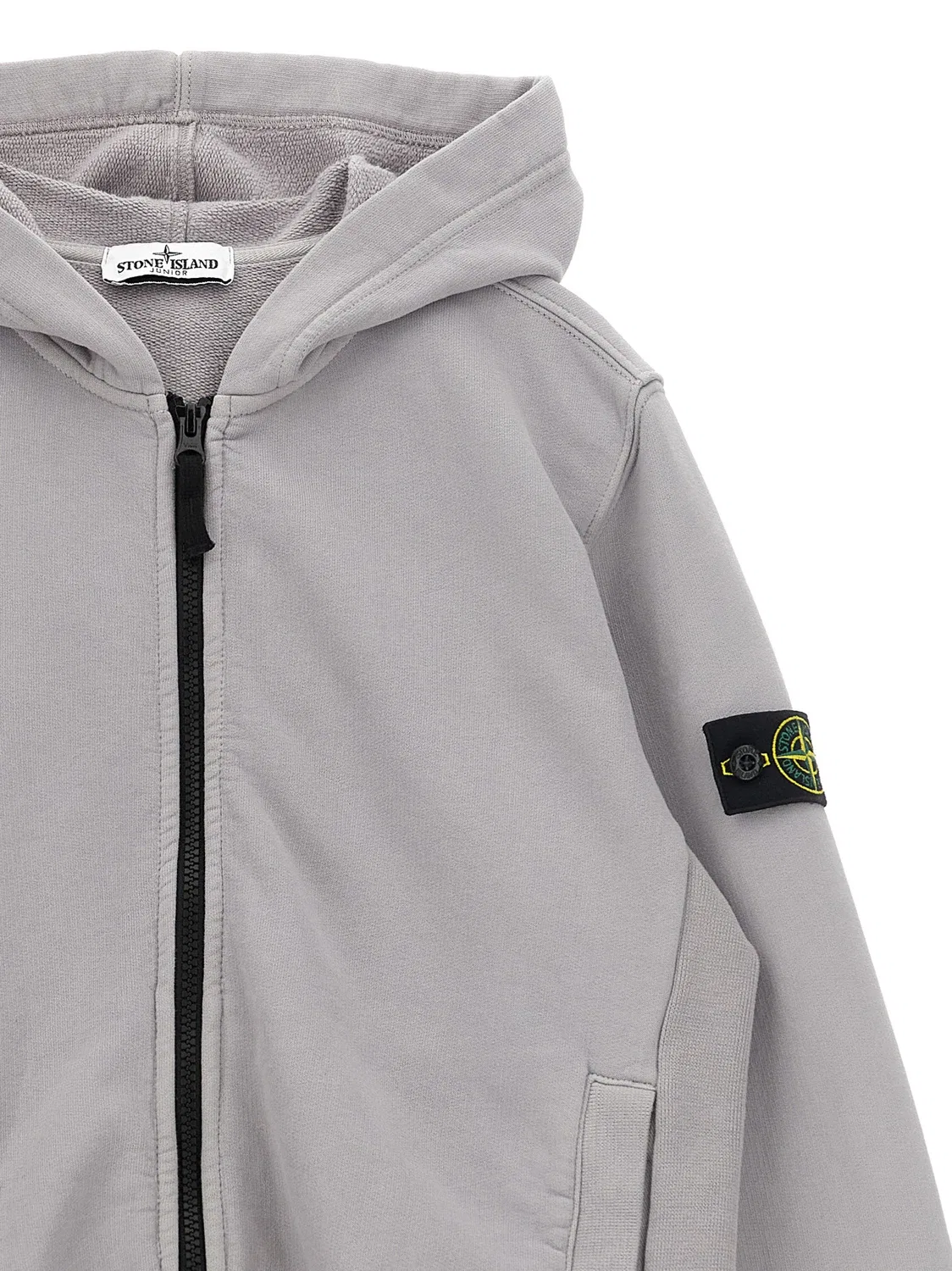 Худи с нашивкой-логотипом Stone Island Junior, серый — фото 3