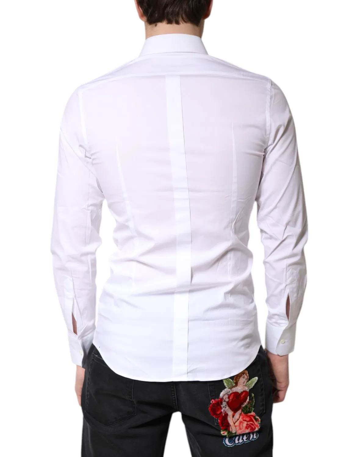 Мужская рубашка с длинным рукавом White Cotton Stretch GOLD Dress Formal Shirt Dolce & Gabbana, White — фото 4
