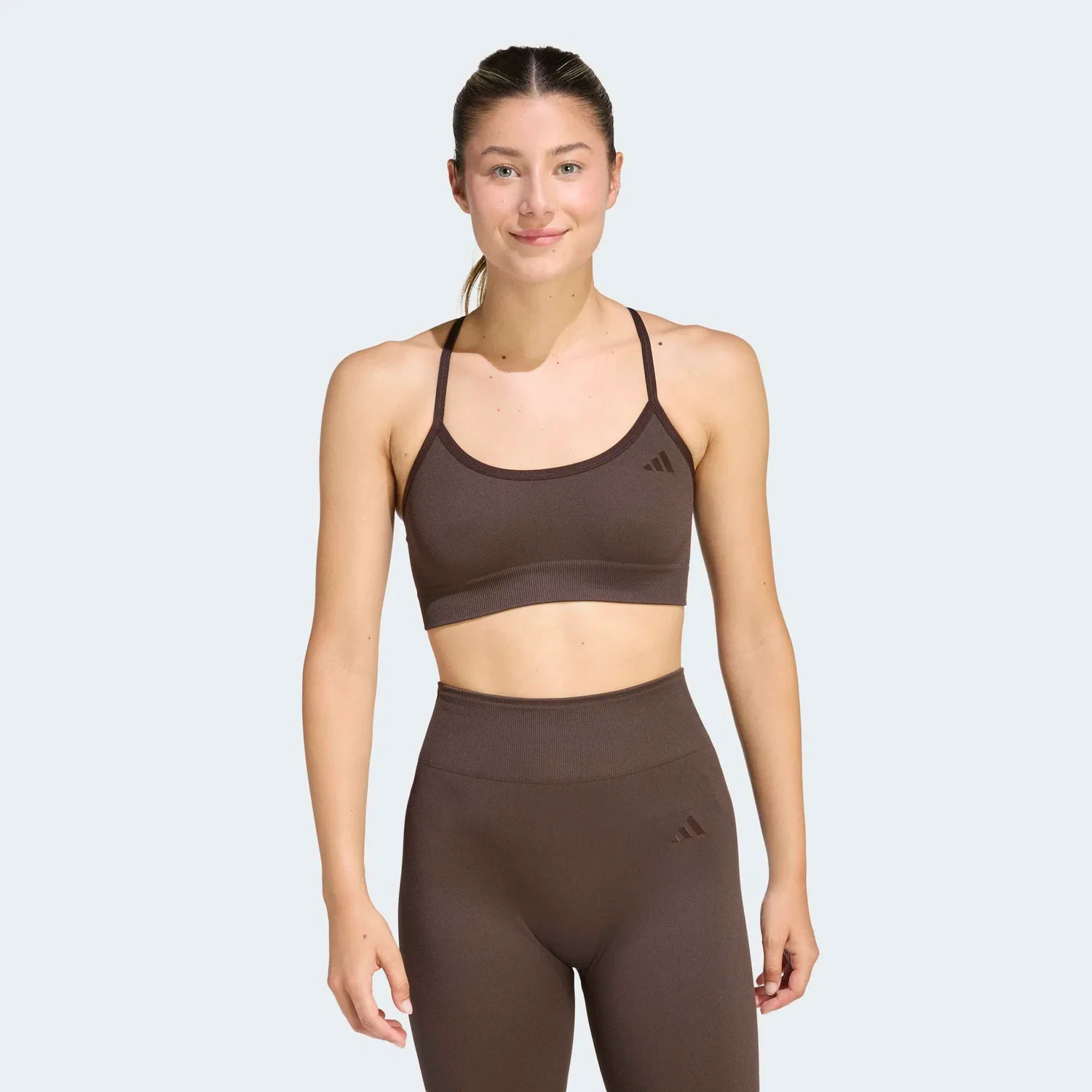 Женский спортивный бюстгальтер бесшовный с поддержкой Adidas Performance, Aurora Coffee