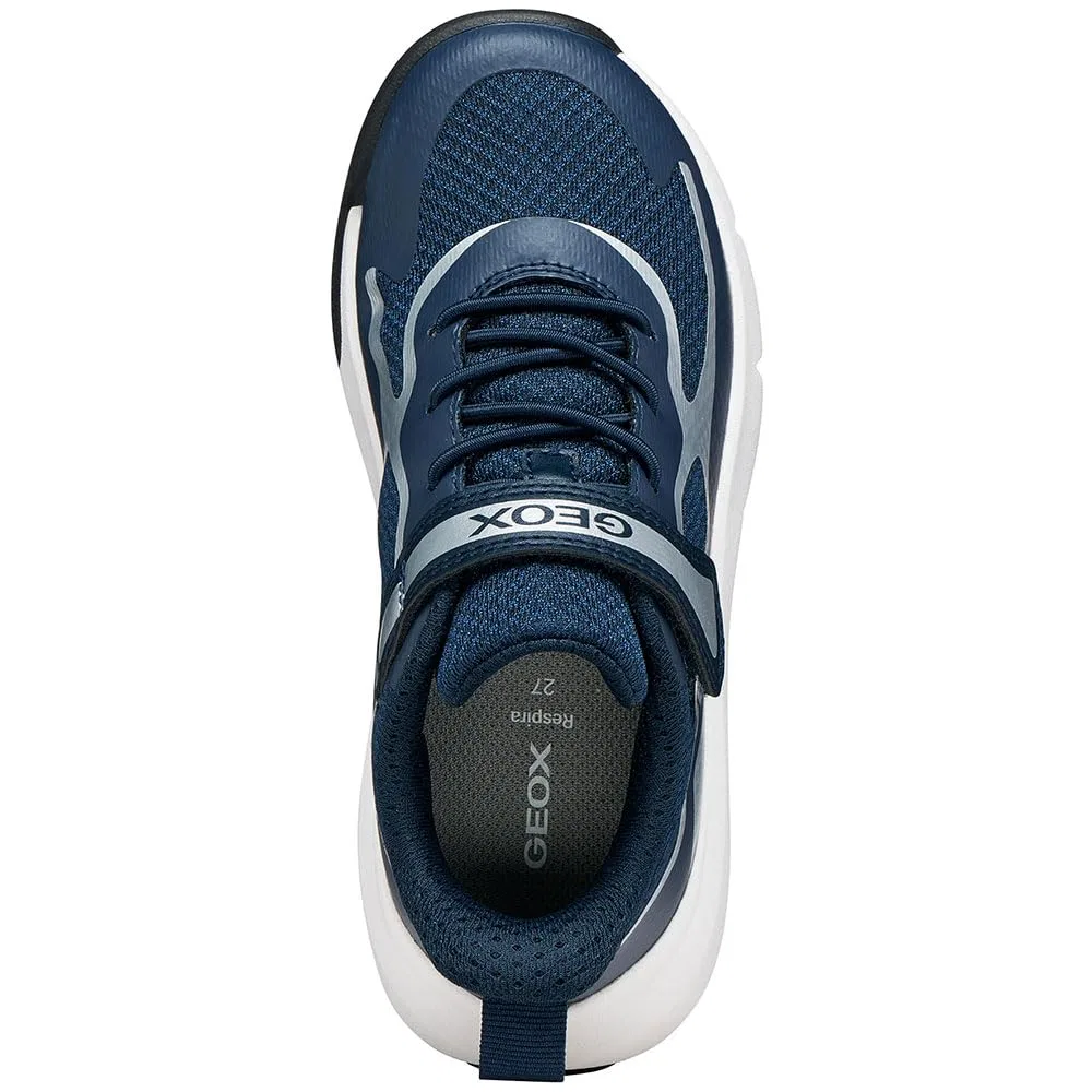 Детские спортивные кроссовки для мальчиков с липучкой Geox Pro-ran, Blu Navy E Argento — фото 3