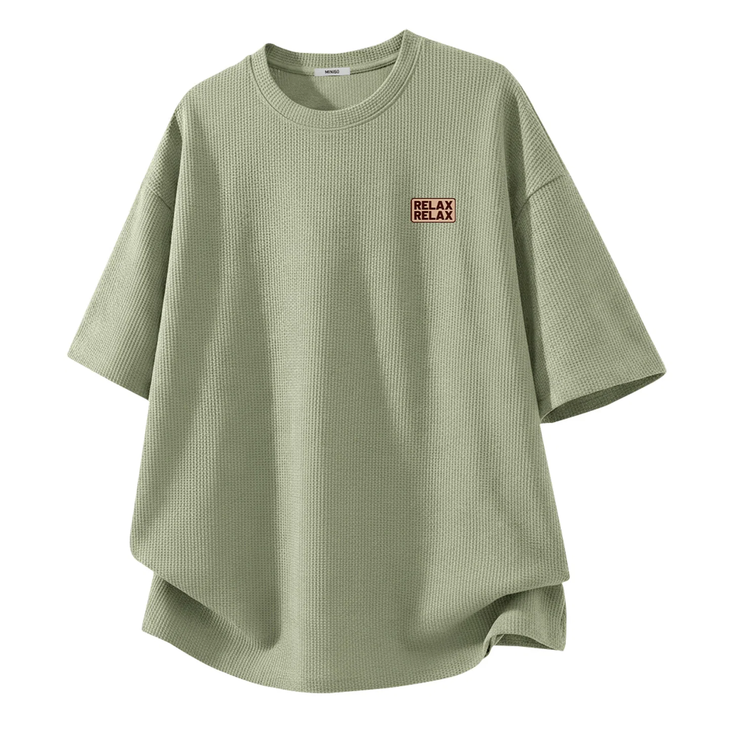 Футболка детская с вафельным трикотажем Heavyweight Waffle Knit MINISO, Palm Green