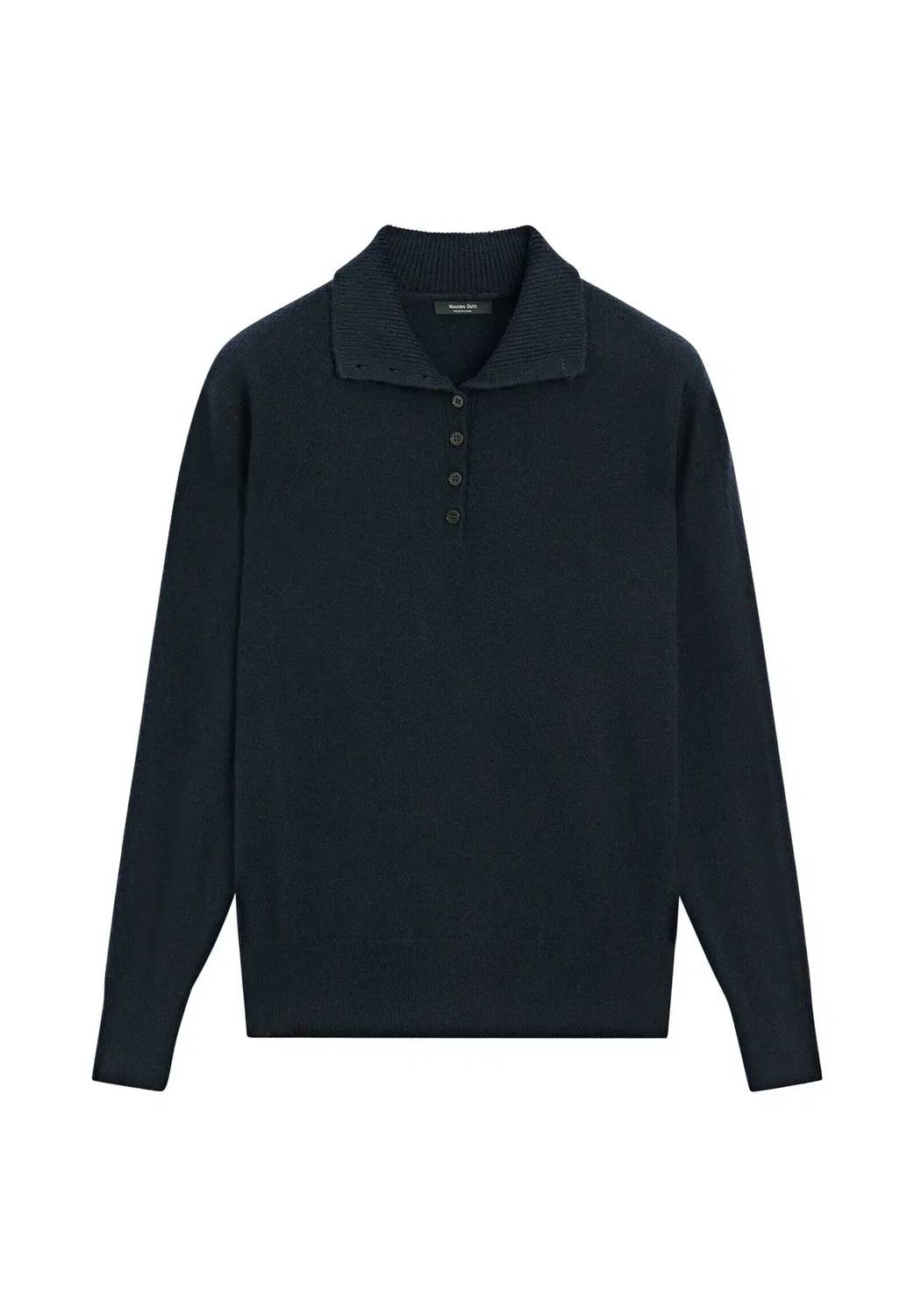 Вязаный свитер с высоким воротником и пуговицами Massimo Dutti, Mottled Dark Blue — фото 4
