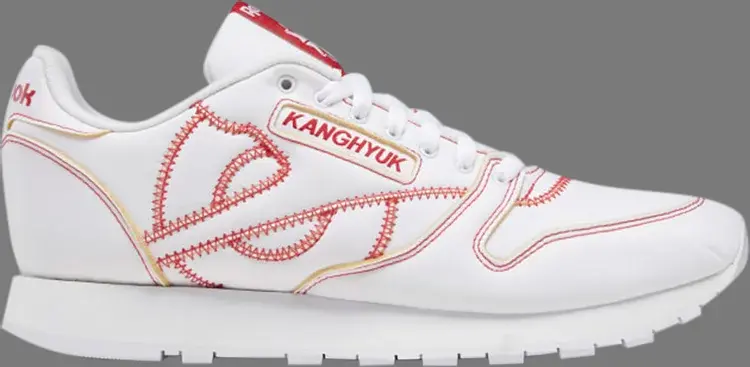 

Кроссовки kanghyuk x classic leather 'white primal red' Reebok, белый