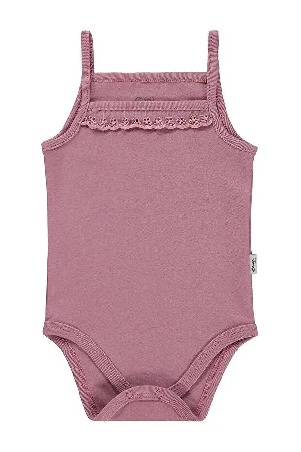 Детское боди-комбинезон для девочек хлопковый Combed cotton rope strap lace Civil Baby, Light Rose Dried