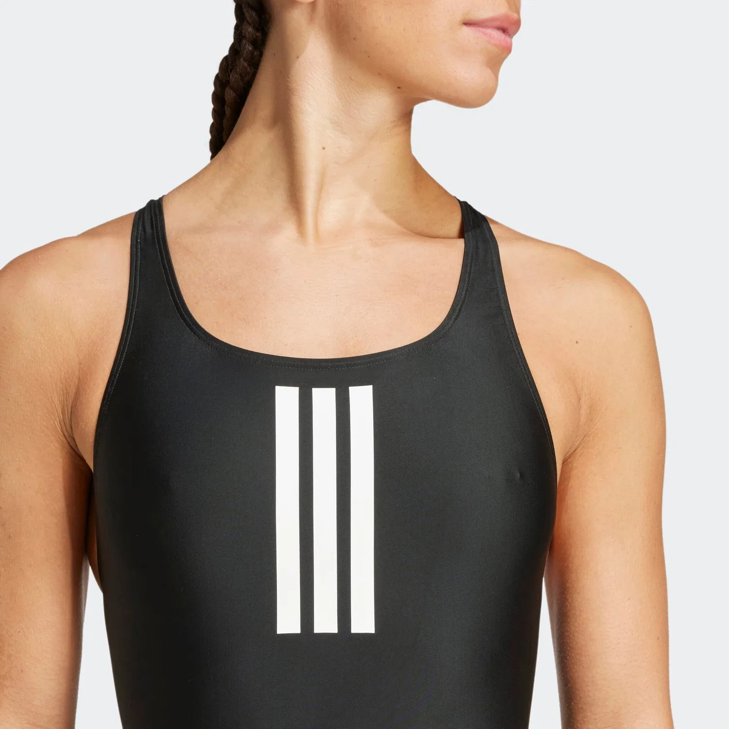 Женский слитный купальник с V-образной спинкой Adidas Performance, Black/White — фото 4