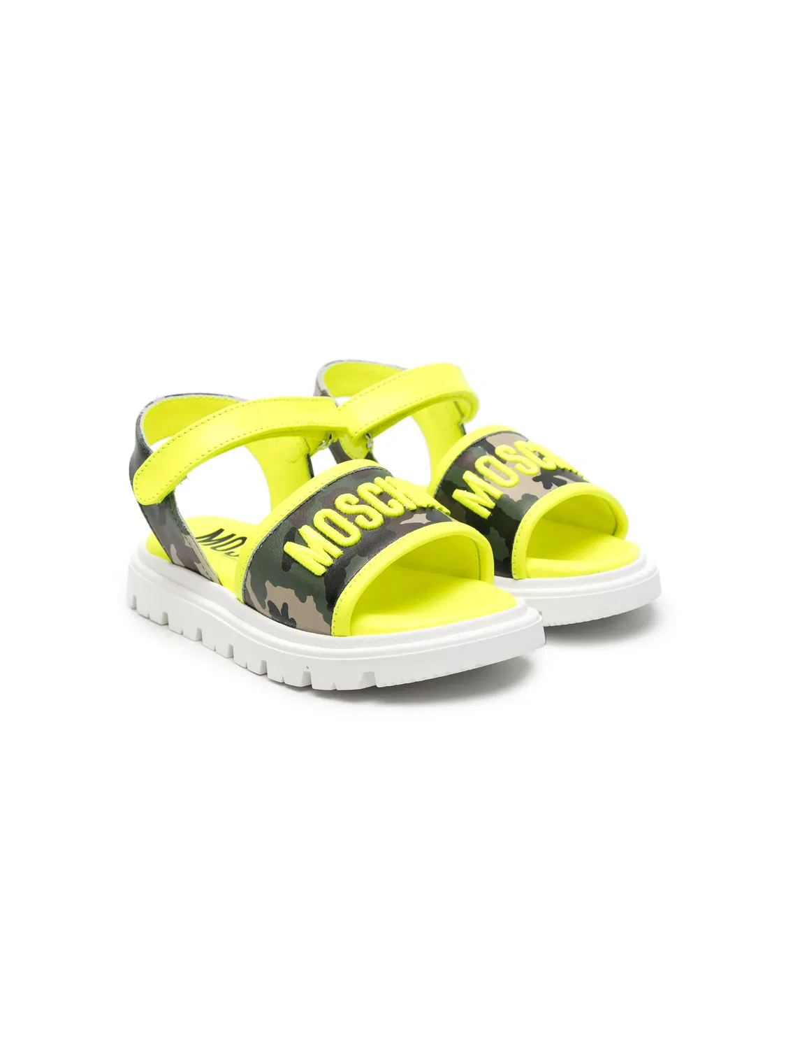 Шлепанцы с камуфляжным принтом и логотипом Moschino, желтый