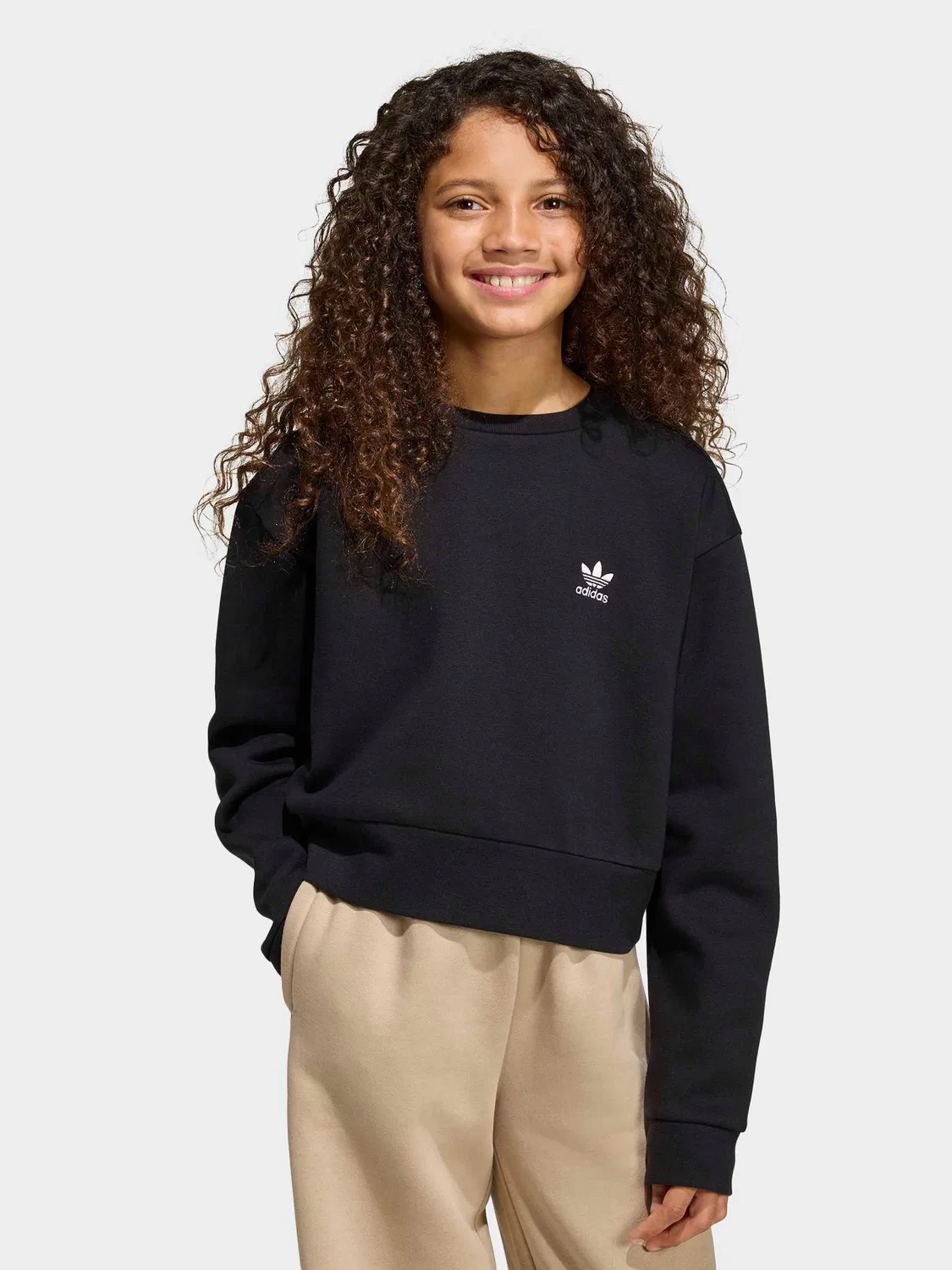 Свитшот, свободный крой, Boxy Crew, adidas Originals, черный