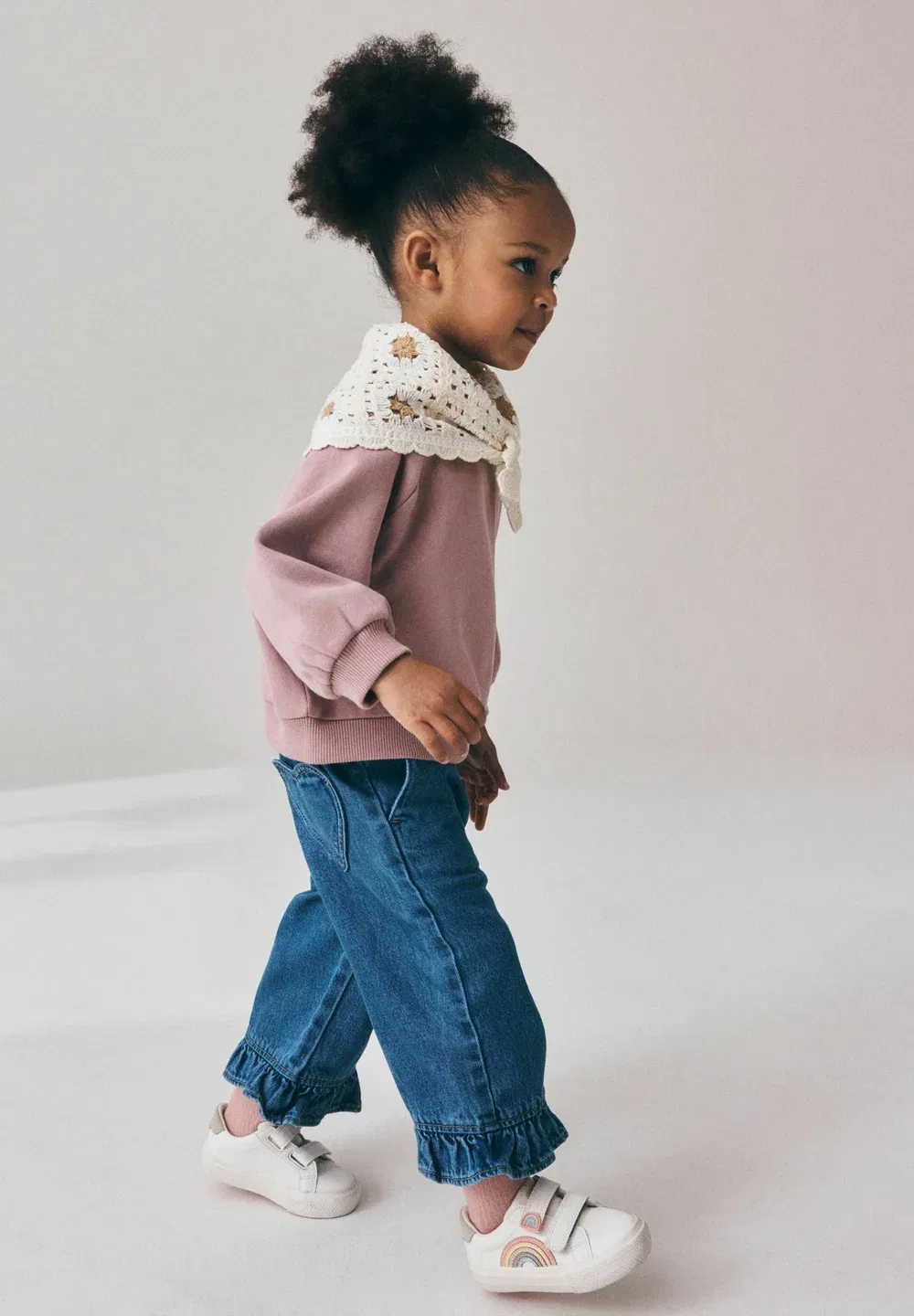 Джинсы прямого кроя с широкими штанинами. Джинсы-клеш Next, Denim Frill Hem — фото 4