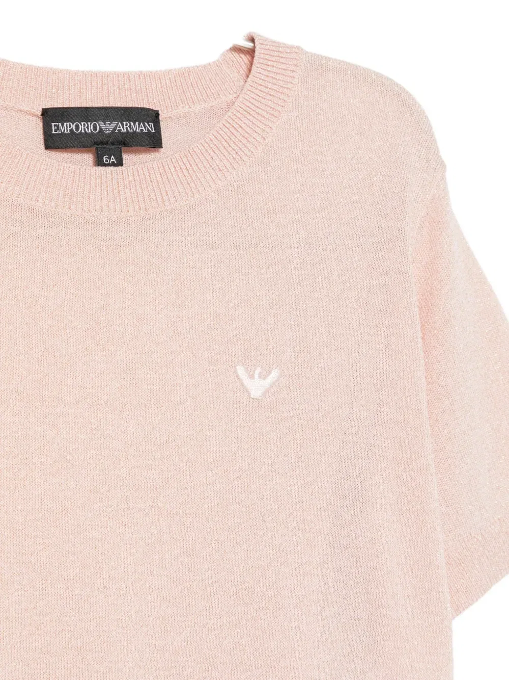 Вязаный топ с вышитым логотипом Emporio Armani Kids, розовый — фото 3