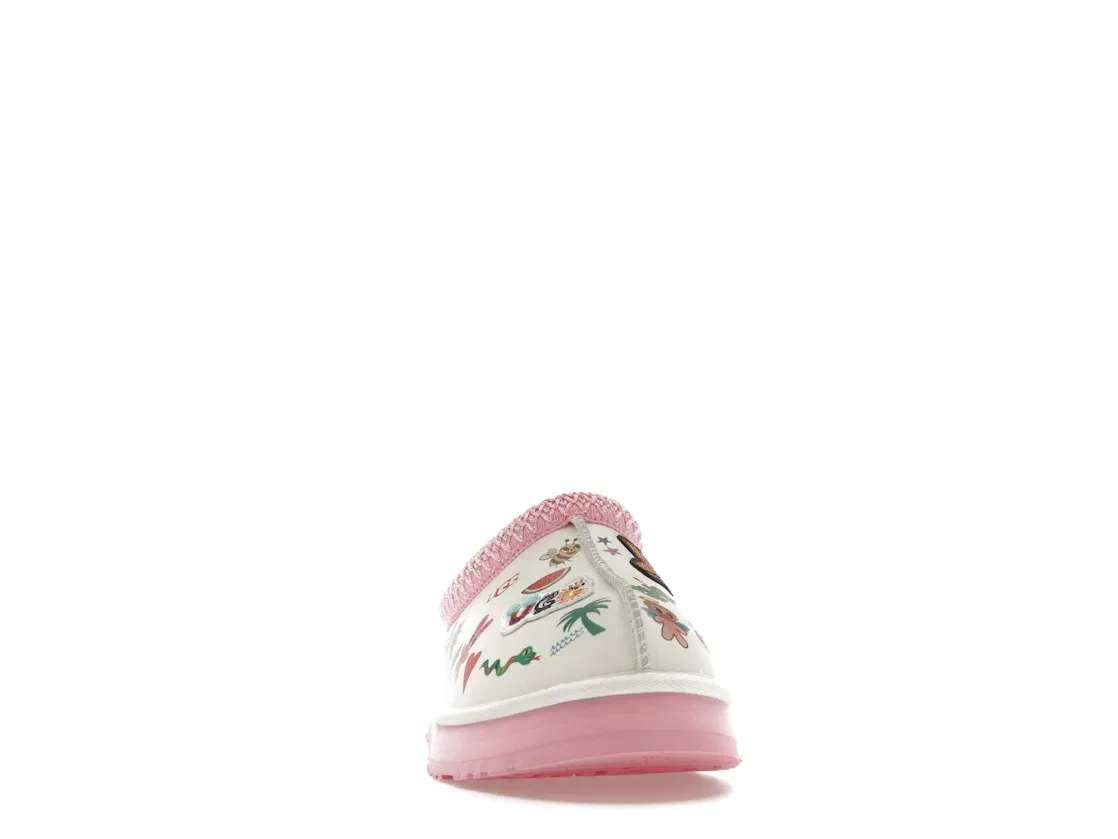 Детские тапки-слайдеры с принтом UGG Tazz Slipper UGG, White/Pink — фото 2