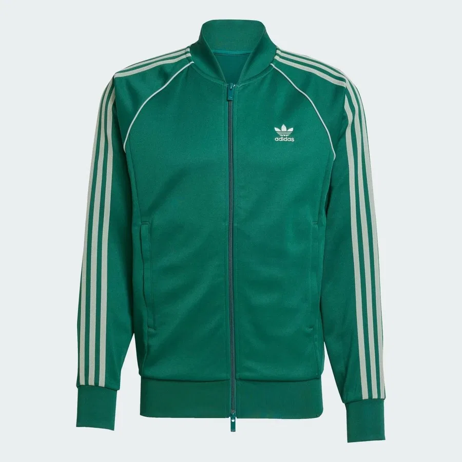 Куртка мужская с полной застежкой-молнией adidas SST TT JC9922, Зеленый — фото 4