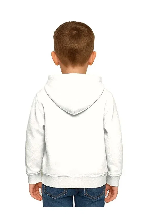 Детские свитшот для девочек с принтом Unisex Baby Shark Printed Children's Sweatshirt Hooded 3 Thread Rased Sedirli, White — фото 3