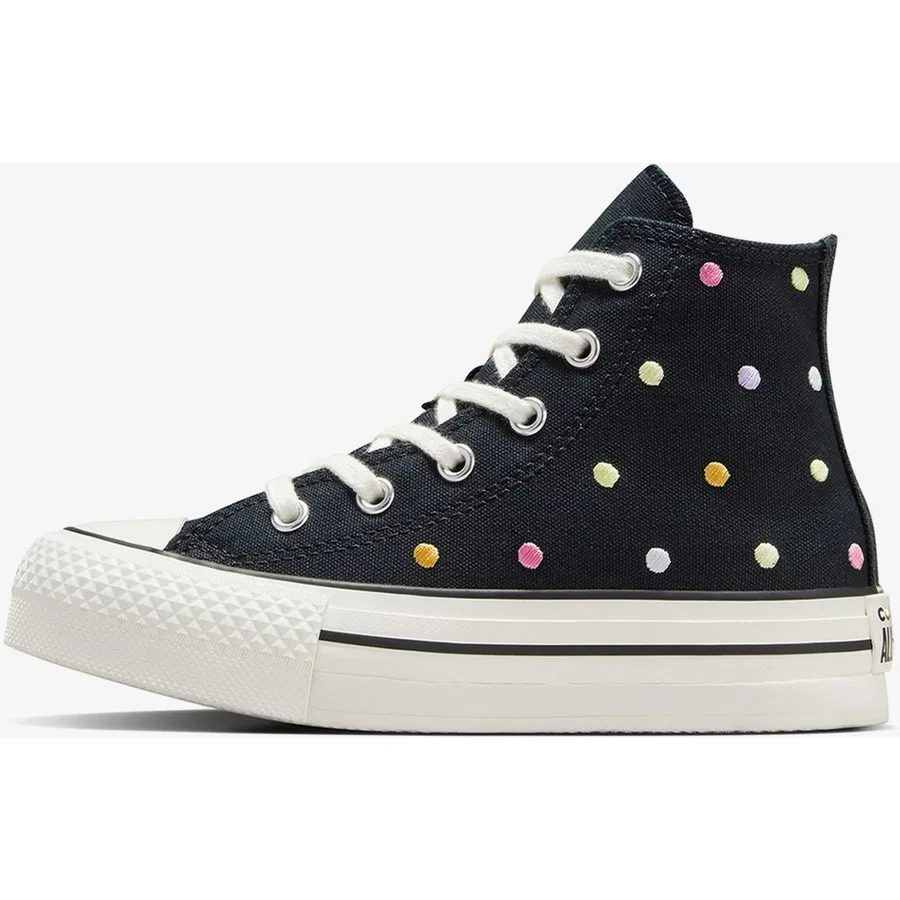 Детские повседневные кроссовки с принтом в горошек Converse Chuck Taylor All Star Eva Lift Polka Dots, Черный — фото 4