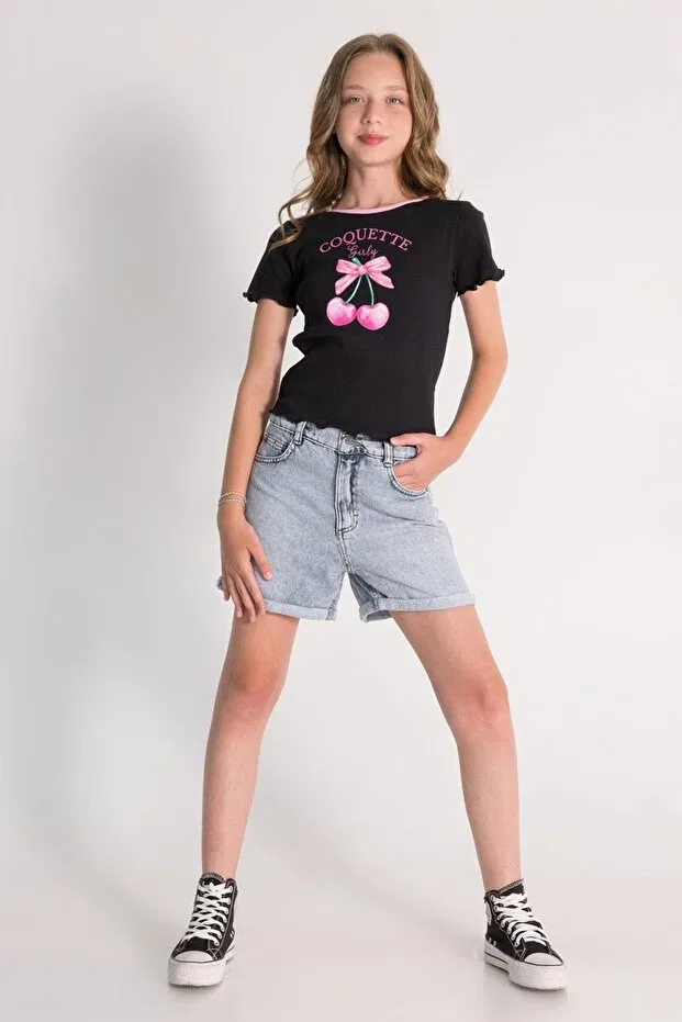 Детские шорты для девочек джинсовые Lesso Kids, Blue — фото 3