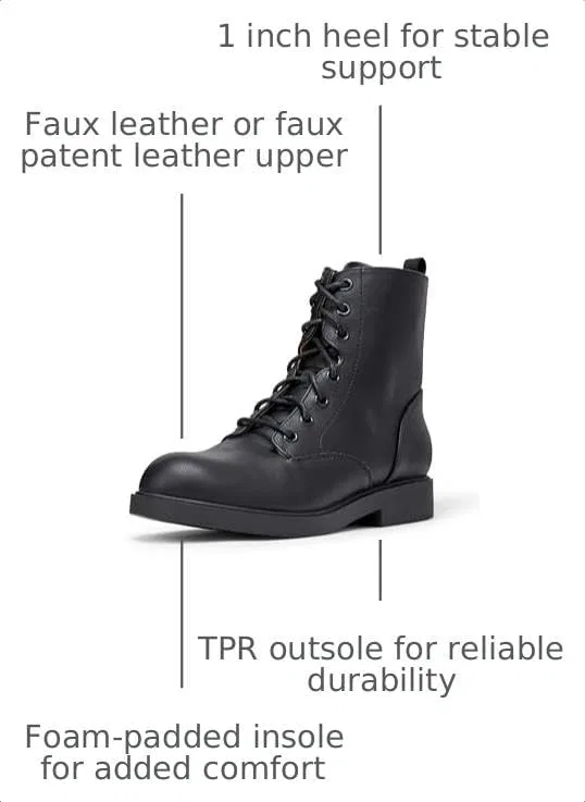 Детские ботинки для девочек с молнией Amazon Essentials, Black Faux Leather — фото 2
