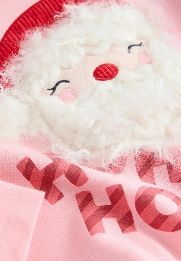 Комплект пижамы 100% хлопок pyjama set Next Pink Santa, розовый — фото 2