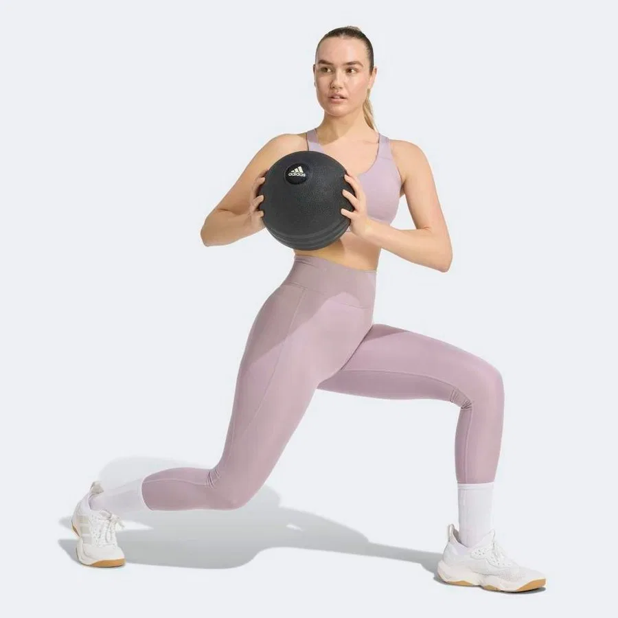 Женский спортивный бюстгальтер с принтом Opt Ess Hs adidas, Фиолетовый — фото 4
