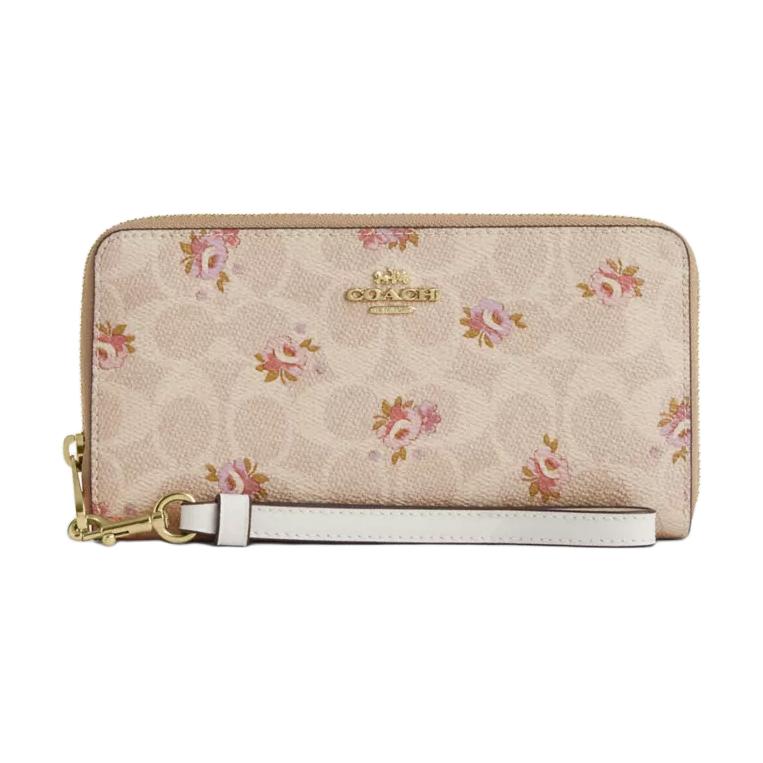 

COACH Кошелек Zip Around Coated Canvas Small Women's Gold & Sand