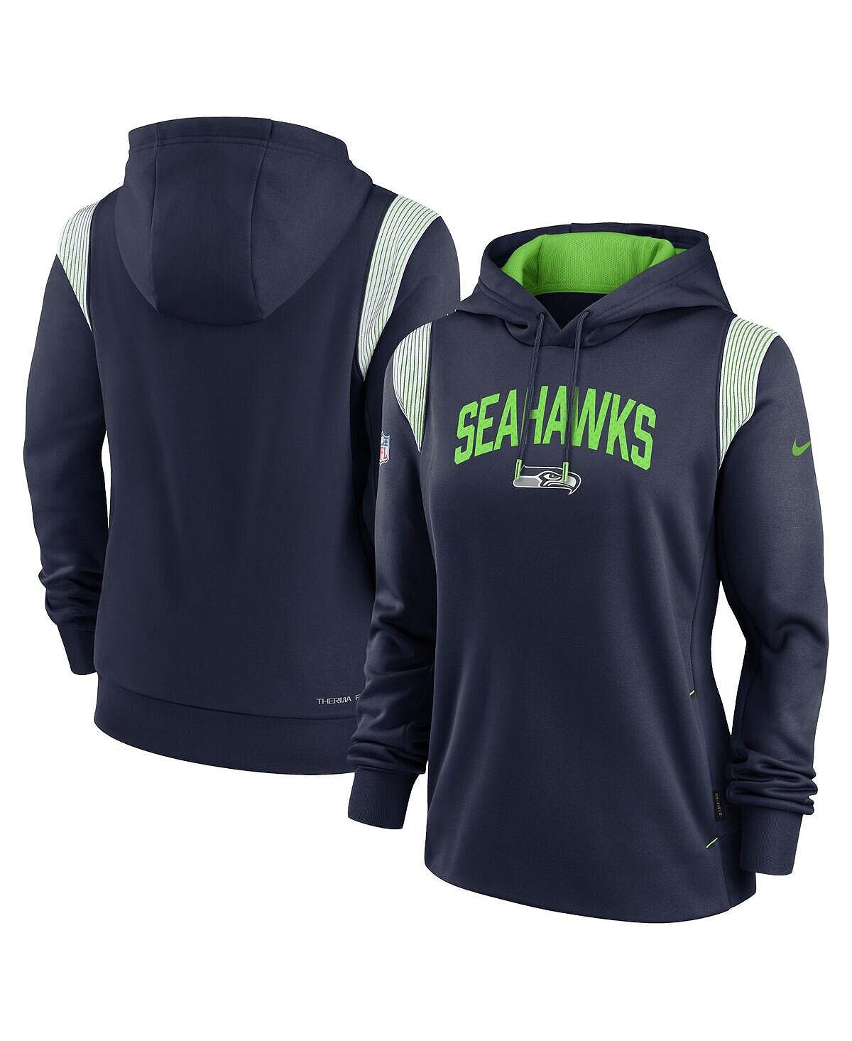 

Женская темно-синяя толстовка с капюшоном seattle seahawks sideline stack performance pullover Nike, синий