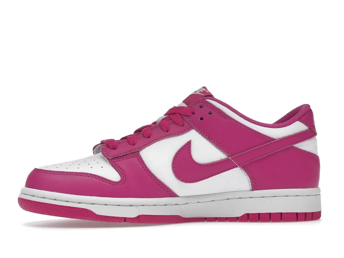 Детские кроссовки с низким профилем Nike Dunk Low, White/Active Fuchsia — фото 3