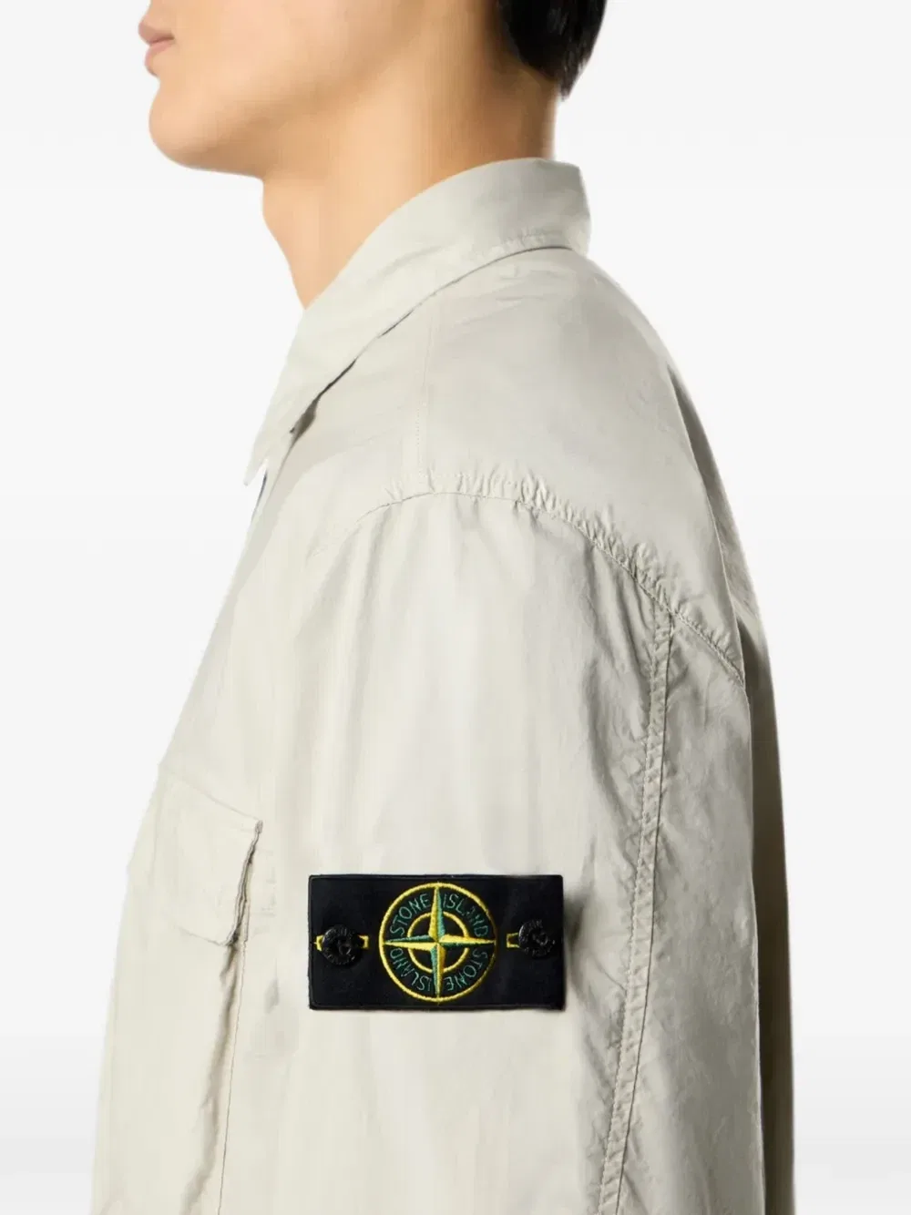 Рубашка с накладными карманами, окрашенная в готовом виде Stone Island, бежевый — фото 3