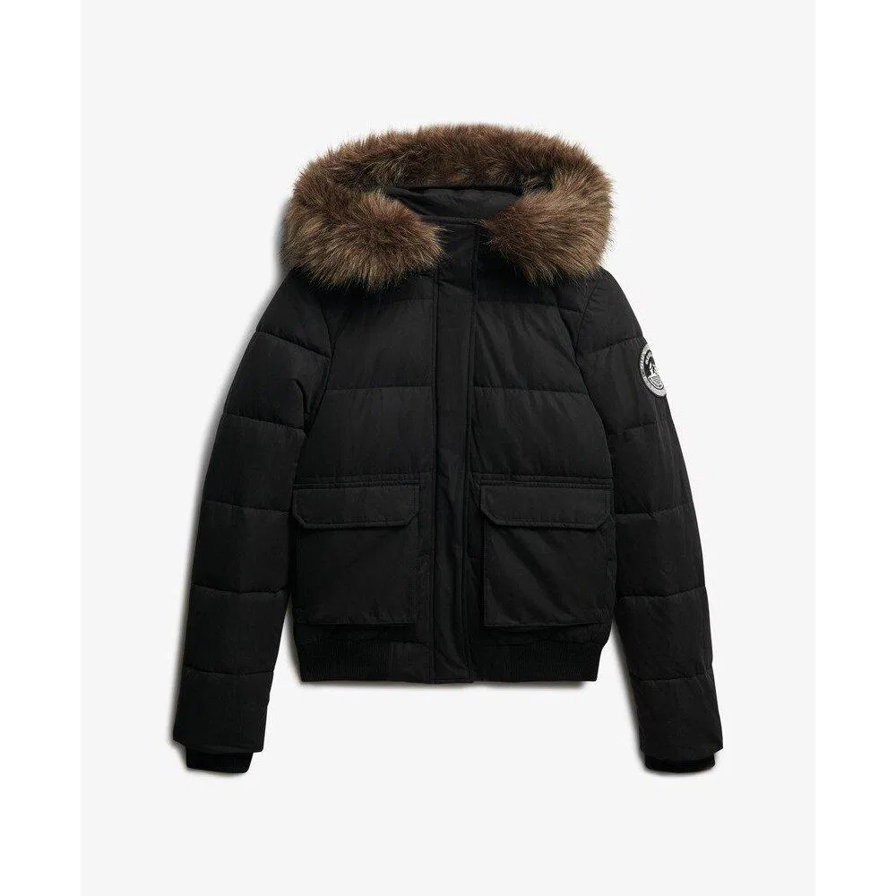 Женская хлопковая куртка-бомбер Superdry Everest Ella, Черный