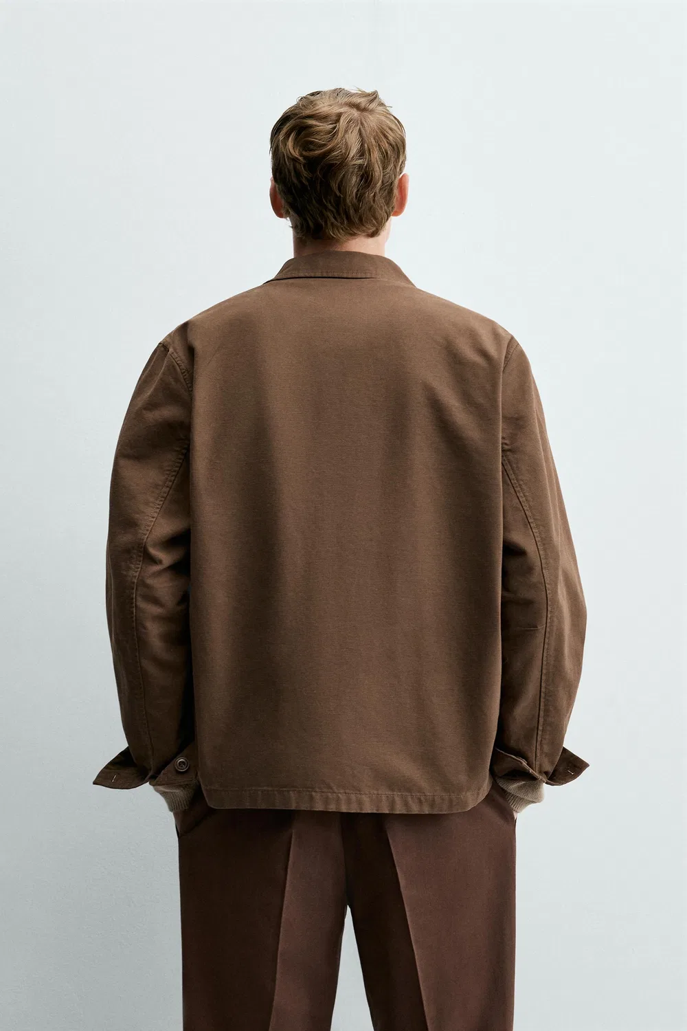 Холщовая рубашка стандартного кроя ZARA, Brown — фото 3